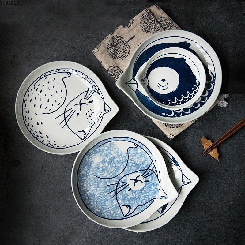 Japanese Style Ceramic Teardrop Plates Dishes Sets..